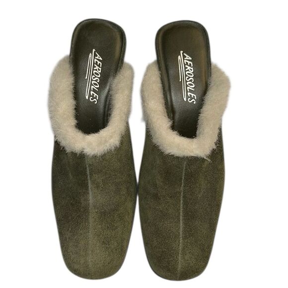 Aerosoles  Green Slip on Leather/Suede Mule Shoes (Size 6.5M) - Picture 1 of 11